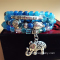 Agate naturelle perles Bracelet rétro Elephant pendentif Bracelet